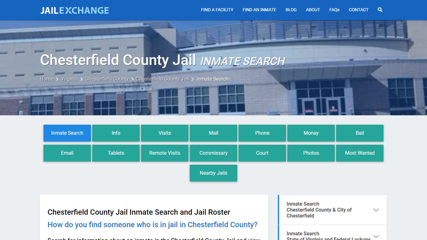 Chesterfield County Jail Inmate Search - Jail Exchange